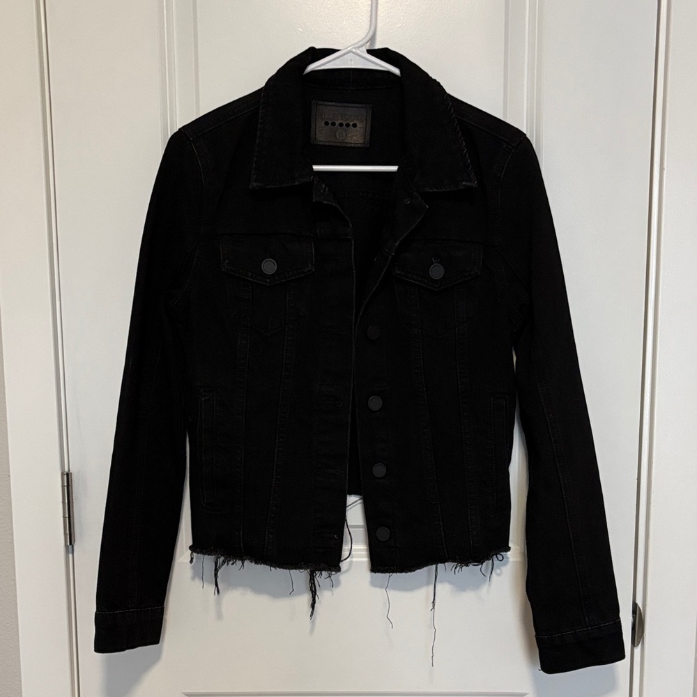 Blank NYC Black Frayed Hem Denim Jacket